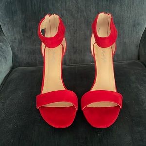 EUC Red Ankle Strap Heels